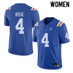 Women's Florida Gators #4 David Reese NCAA Jordan Brand Royal Throwback Alternate Authentic Stitched College Football Jersey JLS7362IA